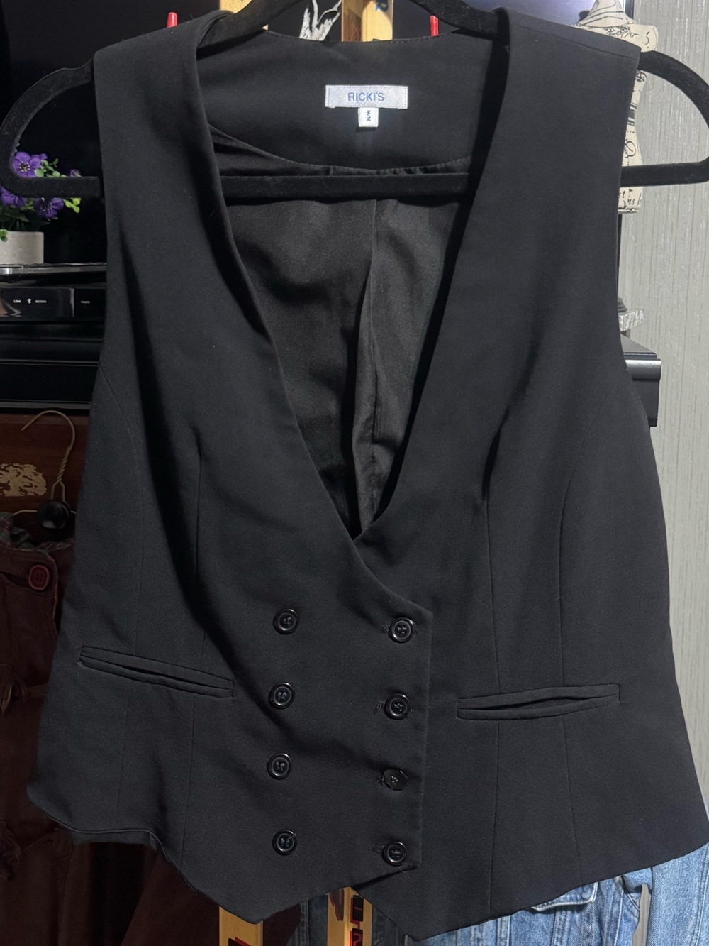Y2K Ricki's Black Double-Breasted Tailored Vest Size M